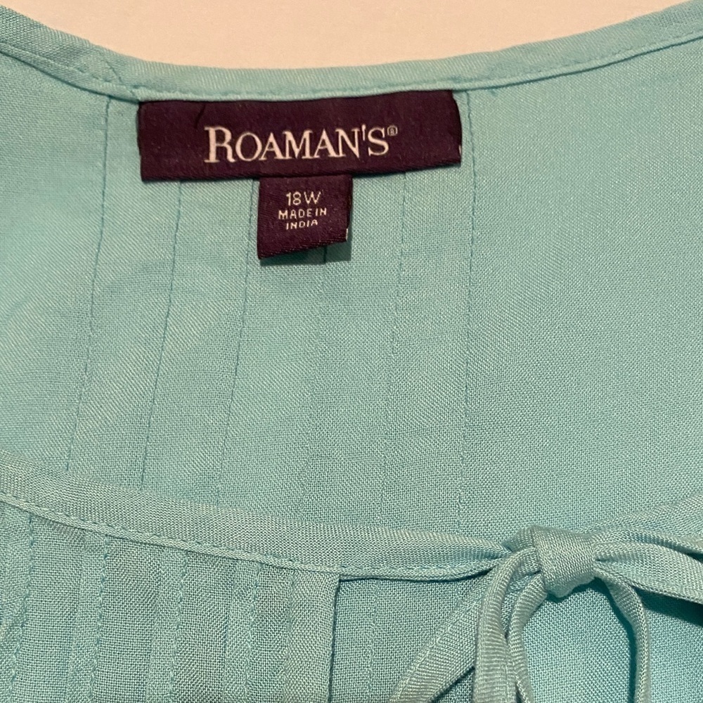 Roaman’s Women’s Summer Cover Up with Pleating in Front & Pretty Tie Tassels - Picture 9 of 14